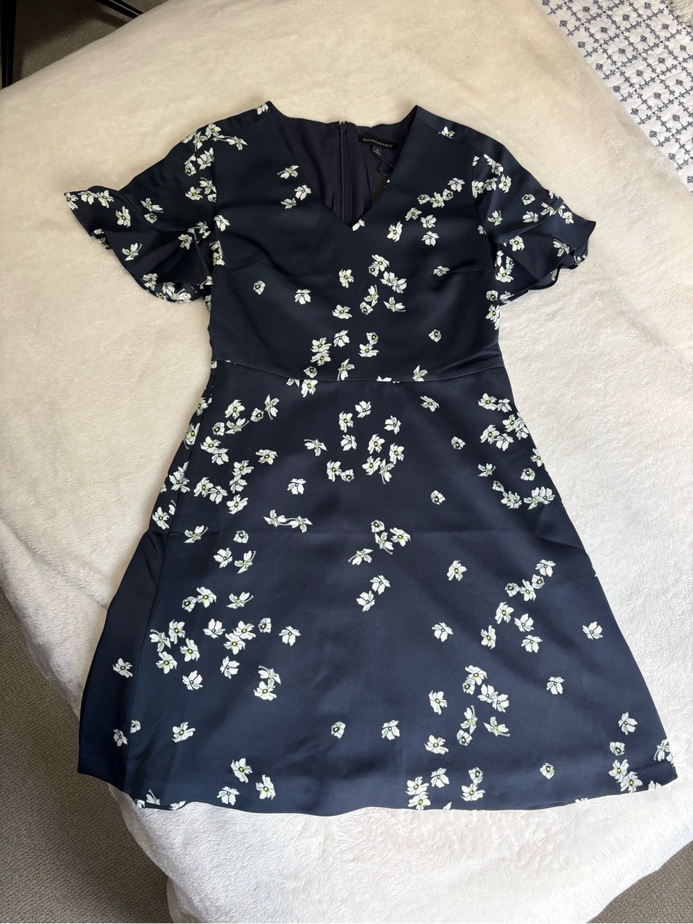 Banana Republic Navy Floral A-Line Mini Dress